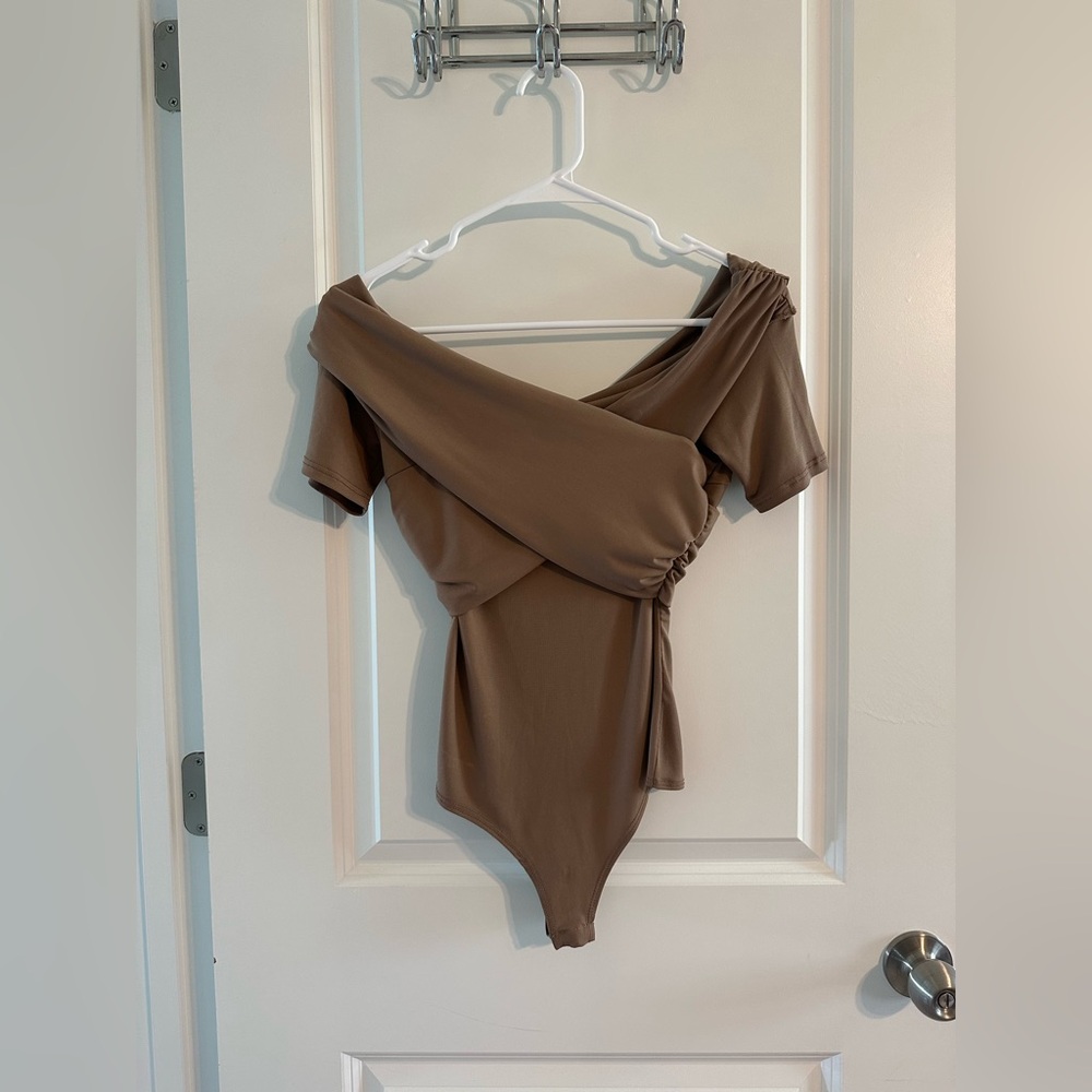 Off the shoulder ruched bodysuit